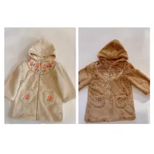 Ins Hooded Fake Fur Coat Thick Coat Autumn and Winter New Girls Baby National Wind Embroidery Hooded Jacket