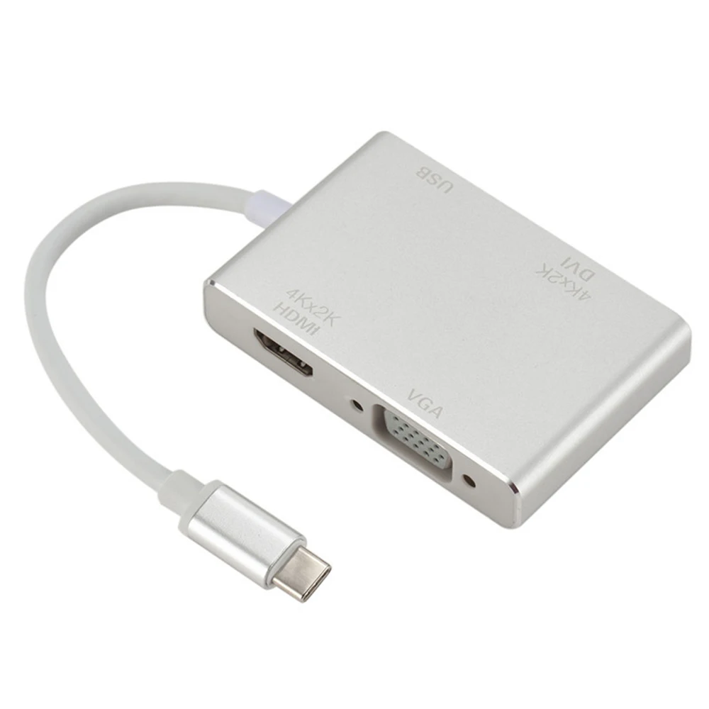 1 шт. 4 в 1 USB 3,1 type-C USB-C HDMI VGA DVI USB 3,0 кабель-адаптер для Macbook