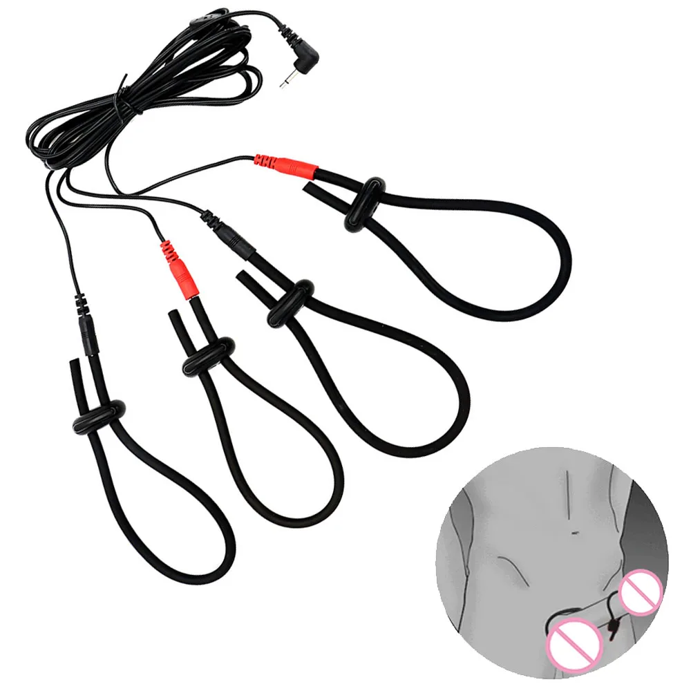 Electro Sex Toys Electric Sex Toys Penis Rings Electric Shock Silicone Loops Cock Ring BDSM Electro Stimulation Penis Extender Men Enlarger Masturbator E-stim Medical Sex Toys