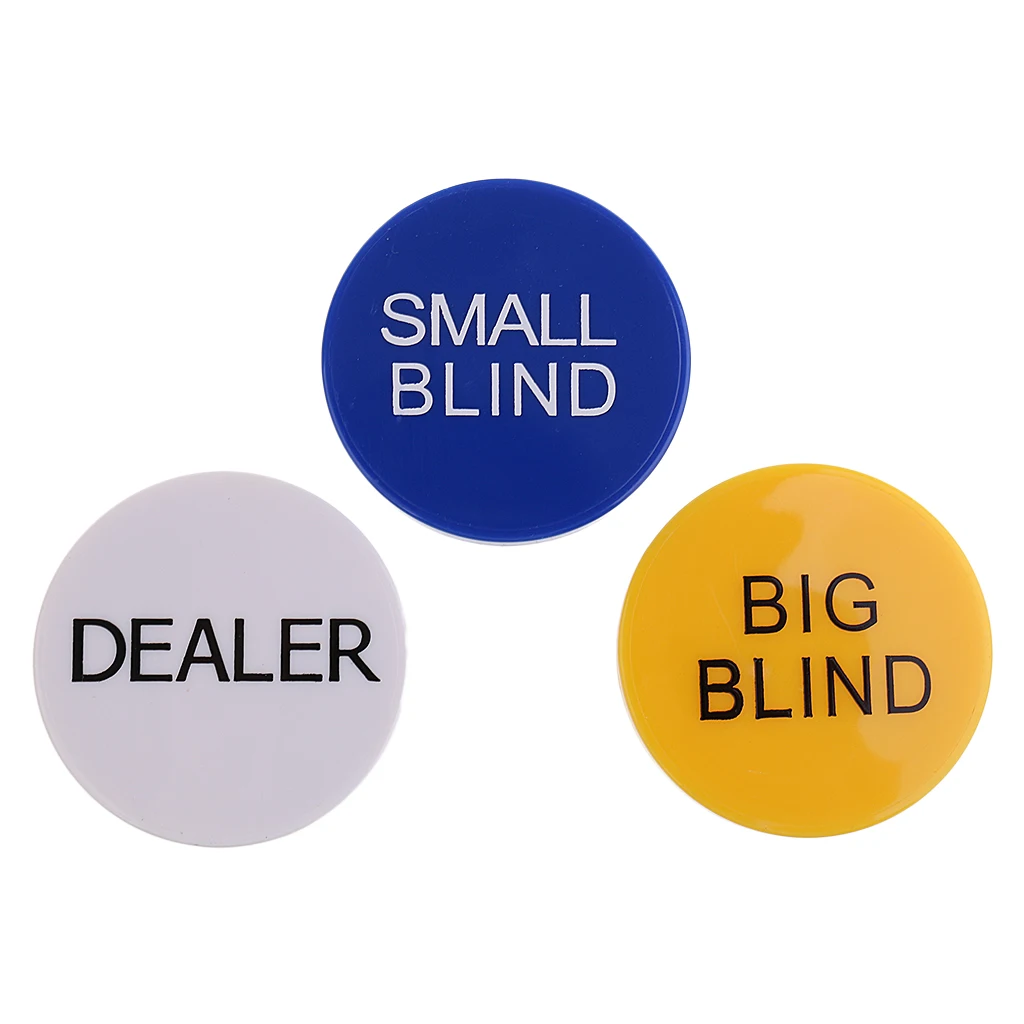 Durable Small Blind+Big Blind+Dealer Button Set for Party Casino Game Props 1.96inch Pack of 3