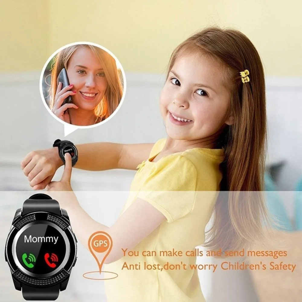 Смарт-часы V8, Bluetooth, Смарт-часы с сенсорным экраном, наручные часы с камерой, слотом для sim-карты, водонепроницаемые спортивные часы для Android