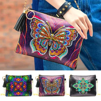 

Huacan 5D DIY Diamond Painting Chain Bags Butterfly Special Shaped Wallet Diamond Embroidery Women Gifts