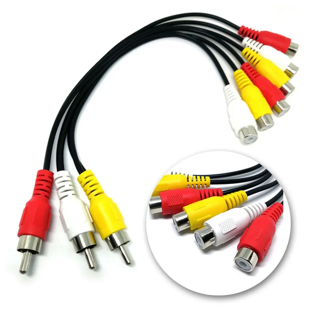 

3RCA Male Jack to 6RCA Female Plug NC XQIN Plug Splitter Audio TV DVD Video Adapter AV Cable