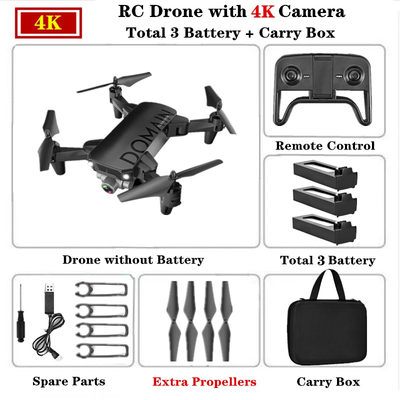 R7 RC Дрон 4K HD камера складной Профессиональный селфи Квадрокоптер с wifi FPV Camerra мини-Дрон Вертолет игрушка для детей - Цвет: 4K Carry Box B3