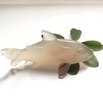 

High Quality & Beautiful Natural Agate Hand Carved Crystal Shark For Present Or Collection ZY