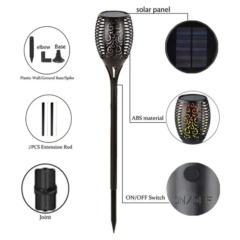 Solar Torch Light 7 Changing Colors Garden Lights Landscape Decoration Lighting Dusk to Dawn Lawn Light for Driveway Pathway