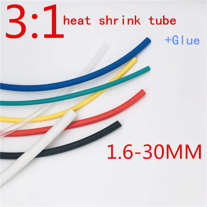 1meter 3:1 Heat Shrink Tube with Glue Dual Wall Tubing Diameter 1.6mm-30mm Adhesive Lined Sleeve Wrap cable sleeve