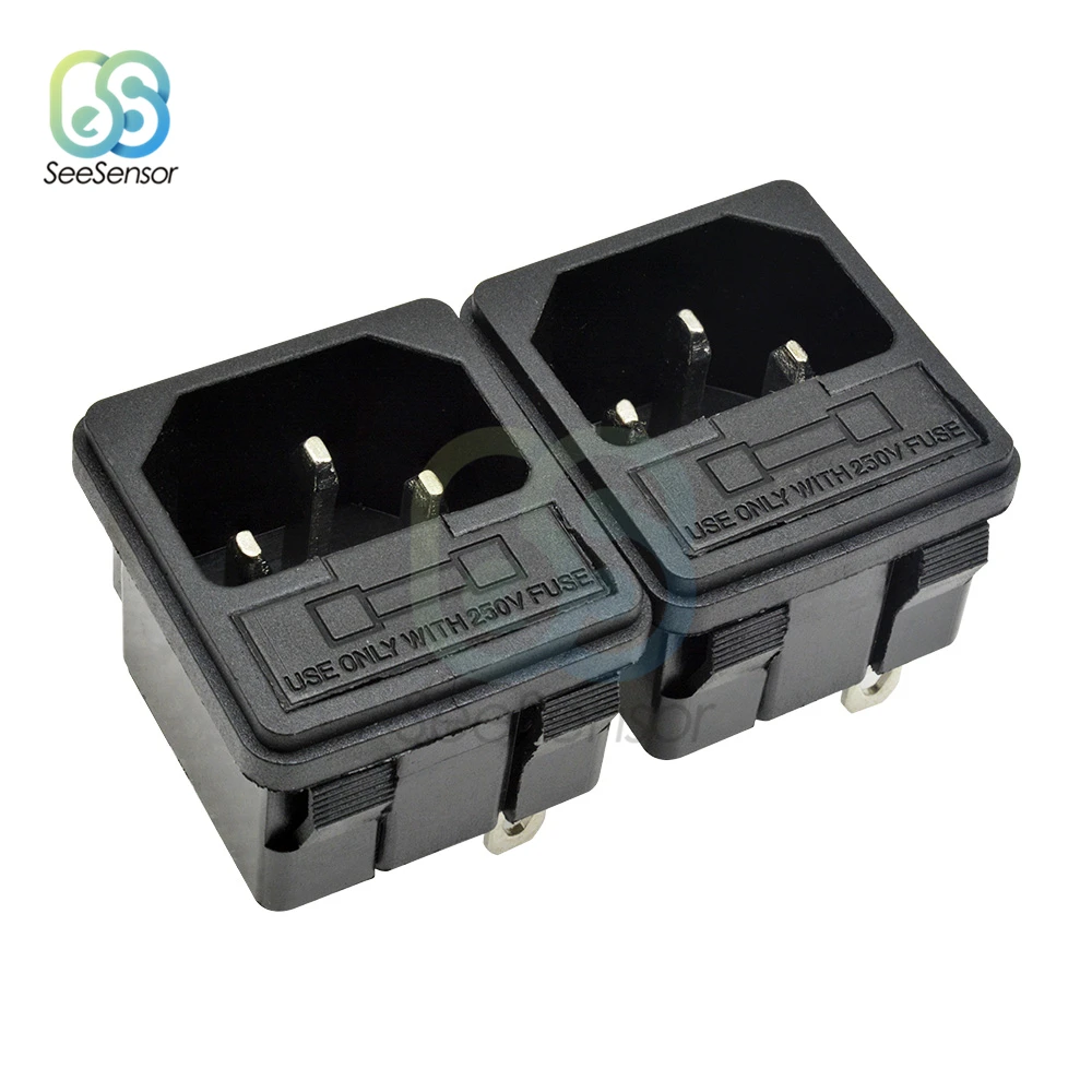 

10A 250VAC 3 Pin AC-02 AC-03 Inlet Connector Plug Power Socket Fuse Holder Socket Male Connector