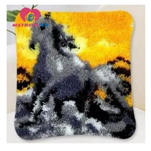 Cavalo travesseiro bordado travesseiro ponto-cruz bordado tapete do gancho da trava travesseiro trava gancho tapetes tapetes diy do it yourself(China)