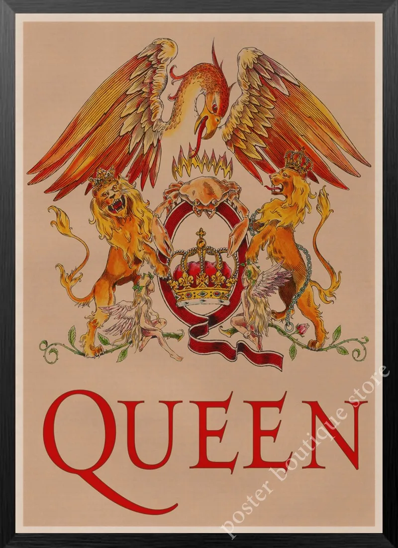 Queen Band музыкальный плакат на крафт-бумаге Фредди Меркьюри, Brian мая винтажная Высококачественная декоративная роспись стены стикер