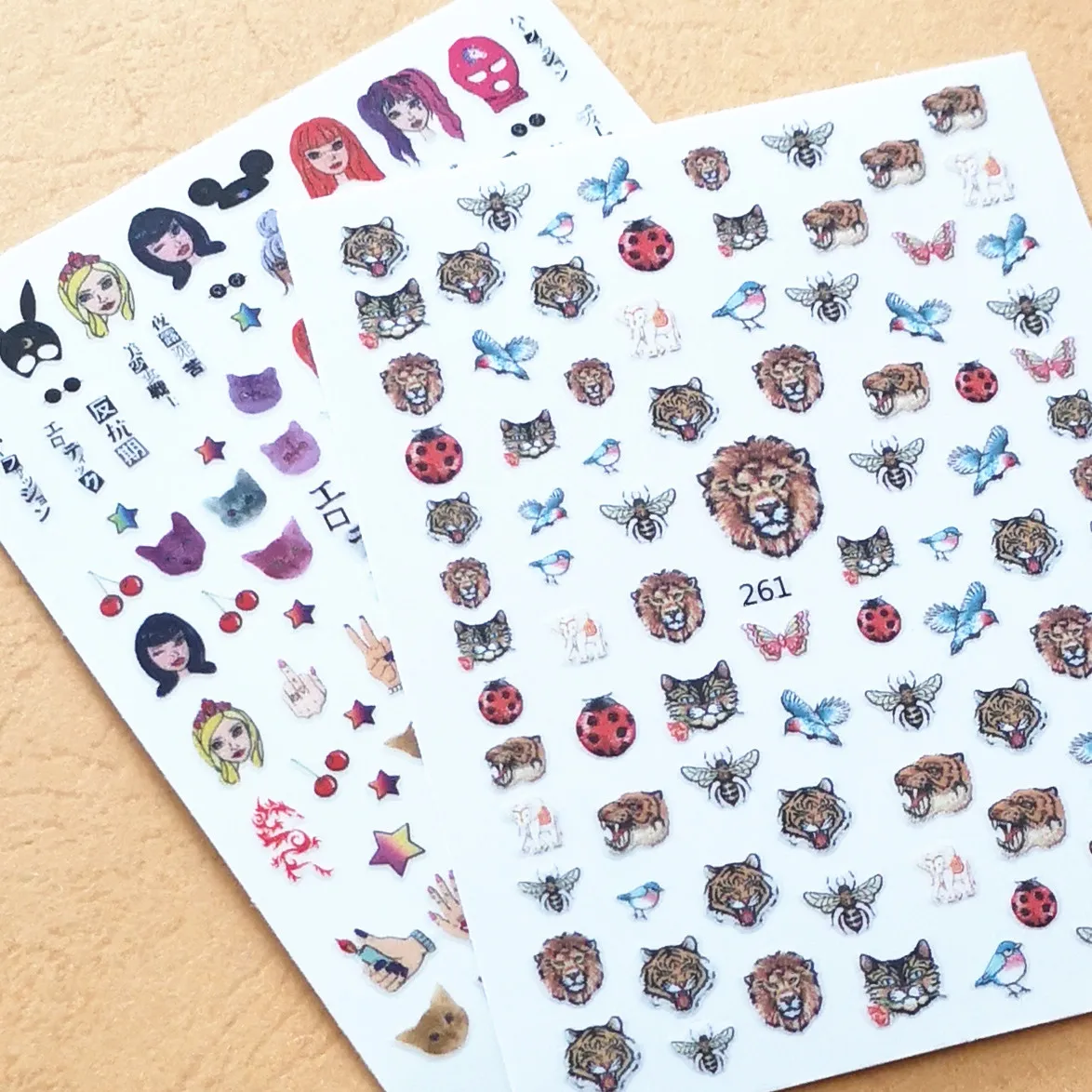 Новейшие U + 261 424 тигровые наклейки для дизайна ногтей штамповка задняя часть