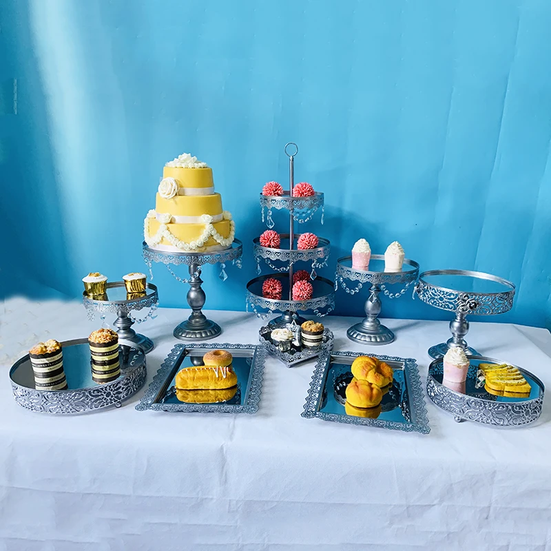 10pcs in set Набор из 11 антикварных зеркальных тортов, набор для торта, 3 уровня, башня, тарелка для торта, кекс, базовая корзина, десертная клетка, подставки для кексов, кондитерские изделия - Цвет: 10pcs in set