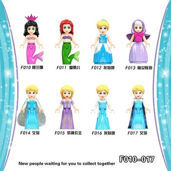 

Building Blocks Friends Action Figure Fronzend Fairy Tale Princess Girl Belle Beast Cinderalla Anna Olivia Figure Children Toys