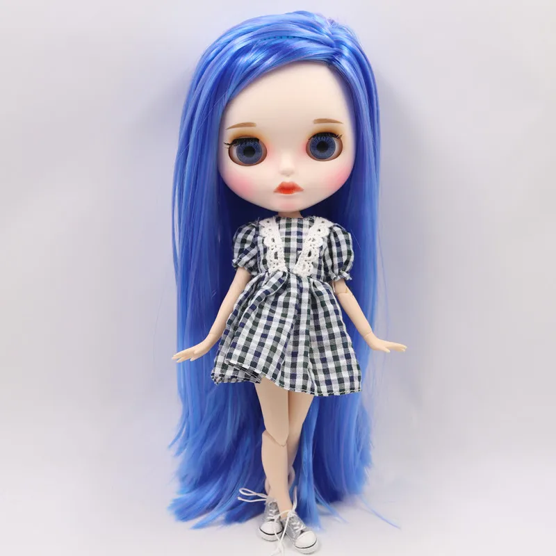 Evie – Premium Custom Neo Blythe Doll with Blue Hair, White Skin & Matte Pouty Face 2