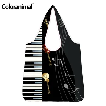 

Coloranimal Brand Design Piano Print Women Man Shopper Bag Functional Storage Bag Grocery Bag for Ladies Large Eco-Friendly Bags