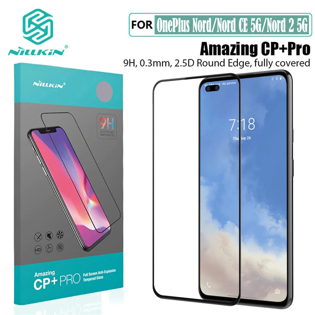 Для OnePlus Nord 2 5G CE закаленное стекло с полным клеем Nillkin CP + PRO Защита экрана для One Plus