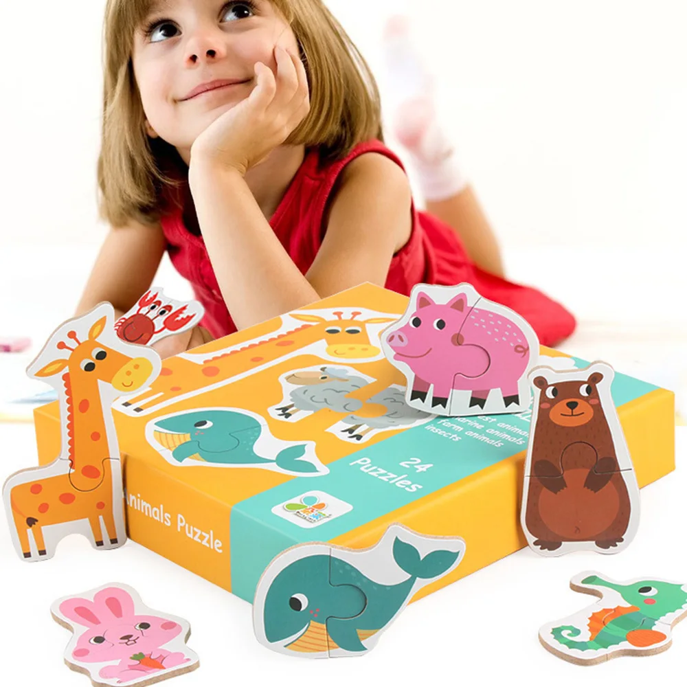 

Puzzles matching puzzles toy Children Puzzle Games Early Learning Card for Kids Educational Toys animal/ vegetable/traffic Wood