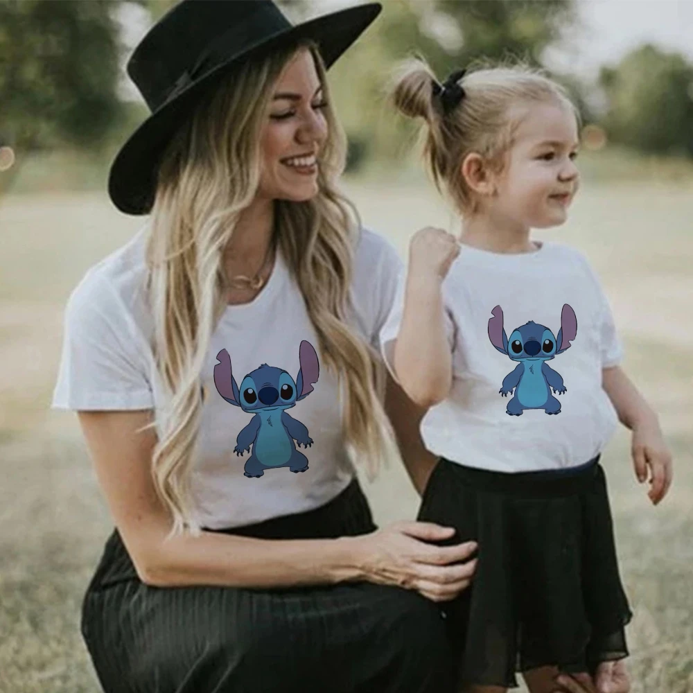 aunt and niece matching outfits Disney Children T-shirt Harajuku Tshirt Women Men Lilo & Stitch Graphic Girl Boy Kids T Shirts Summer Family Clothes Dropship matching family christmas outfits
