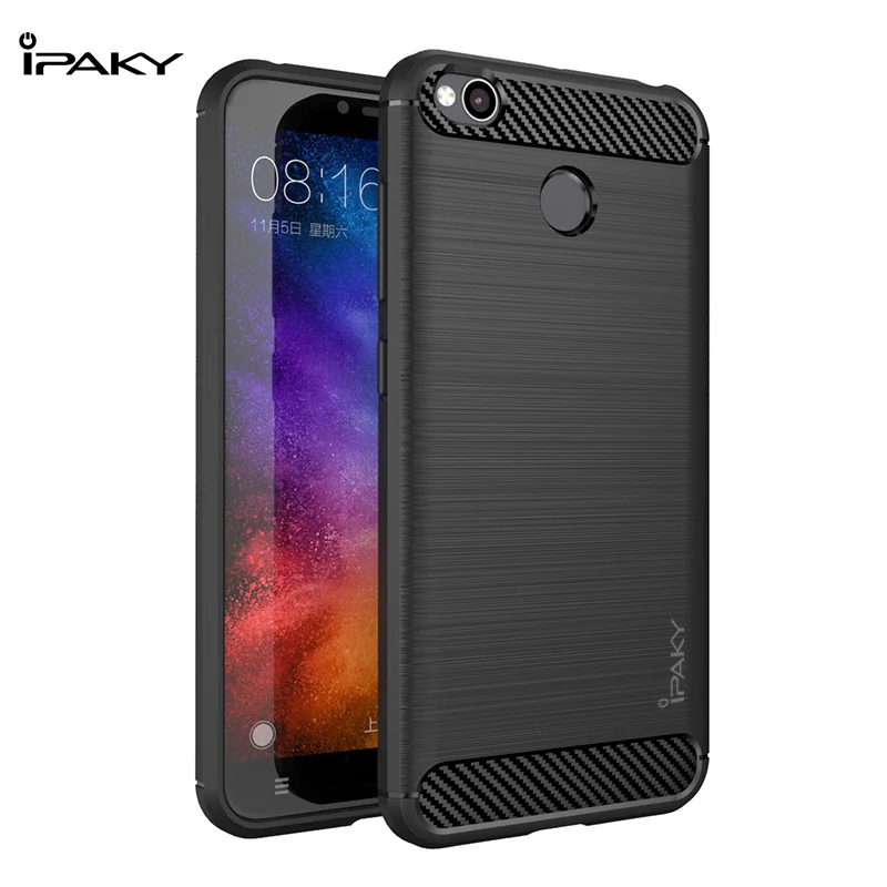 IPAKY For Xiaomi Redmi 4X Case Original Brand Carbon Fiber Soft Flexible TPU Back Cover Silicone redmi 4x Funda Capa |
