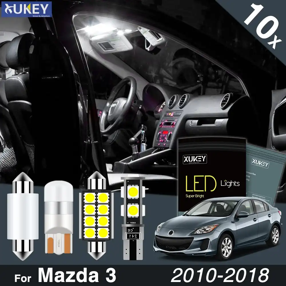 Xukey 10x Interior Led Light Kit For Mazda3 Bl Bm Bn 2010 2018 License Plate Reading Trunk Bulbs White Package Lamp Error Free