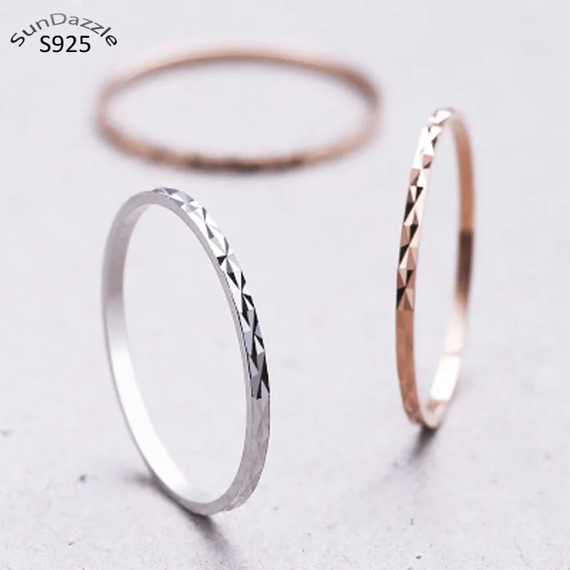 Genuine Real Pure Solid 925 Sterling Silver Rings for Women Jewelry Rose Gold Round Circle Female Finger Ring Bague China Size