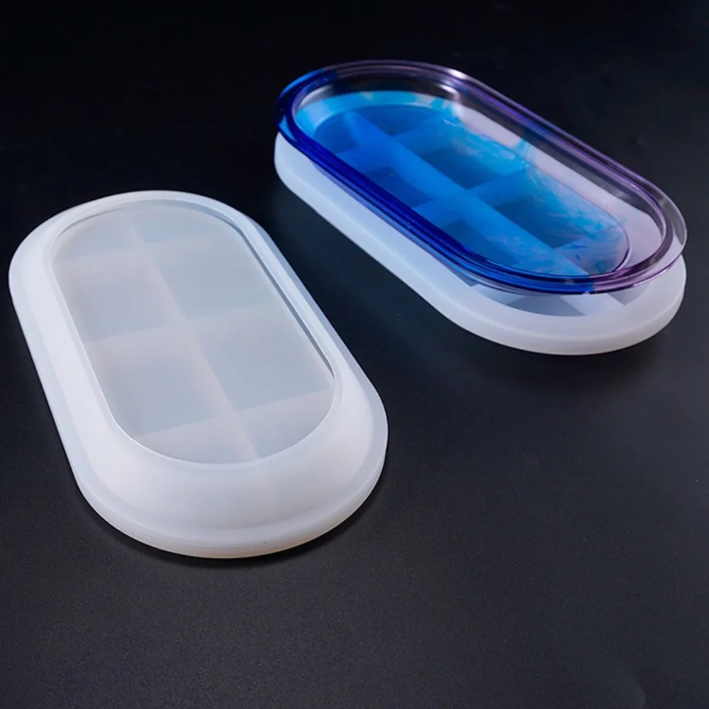 Ремесло DIY хранение плоское дно пластины формы для эпоксидной смолы для ювелирных изделий овальная силиконовая высушенная форма цветок смола декоративные