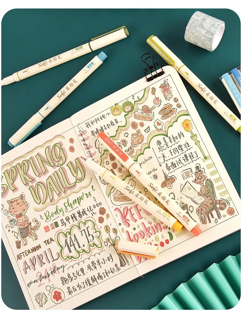 3pcs Retro Color Art Marker art marker pens art markers Drawing Pens Set Soft Brush Tip Original Design Calligraphy Lettering Painting School A6335