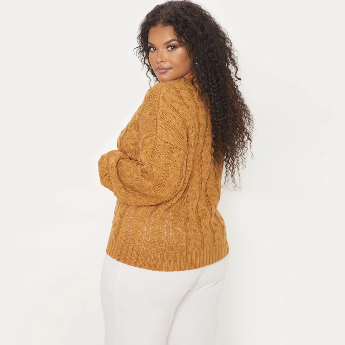 Kissmilk/женская одежда больших размеров винтажный свитер с длинными рукавами и отложным воротником