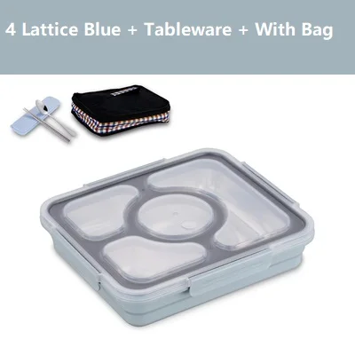 4 Lattice With Bag 304 термос из нержавеющей стали Ланч-бокс белый мешок набор детей взрослых Bento боксы герметичные японский стиль контейнер еды портативный - Цвет: 4 Lattice With Bag