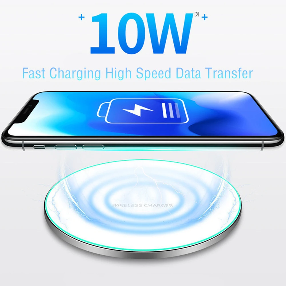 Qi Беспроводное зарядное устройство 10 Вт для Samsung S10 Huawei P30 iPhone XS быстрая