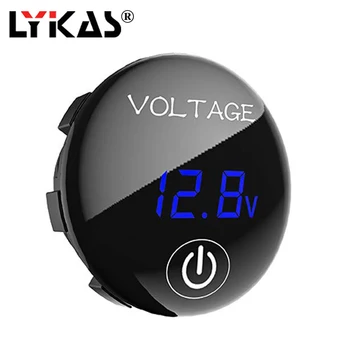 

LYKAS Car Digital Voltmeter Battery Capacity Display Voltage Meter with Touch ON OFF Switch for Motorcycle DC 5V- 48V LED Panel