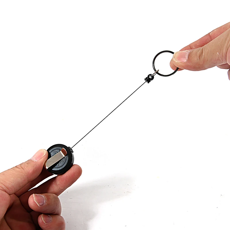 Key Chain Retractable Extendable Metal Wire 60cm Clip Pull Anti Lost ID Card Holder