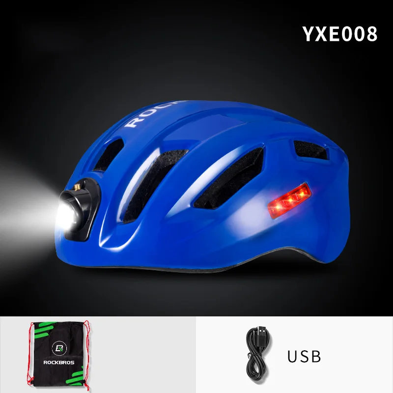 ROCKBROS USB легкий Сверхлегкий велосипедный шлем MTB велосипедный шлем интерgrally-Формованный для мужчин и женщин безопасный Езда по горной дороге шлем - Цвет: 008-Style 3-Blue