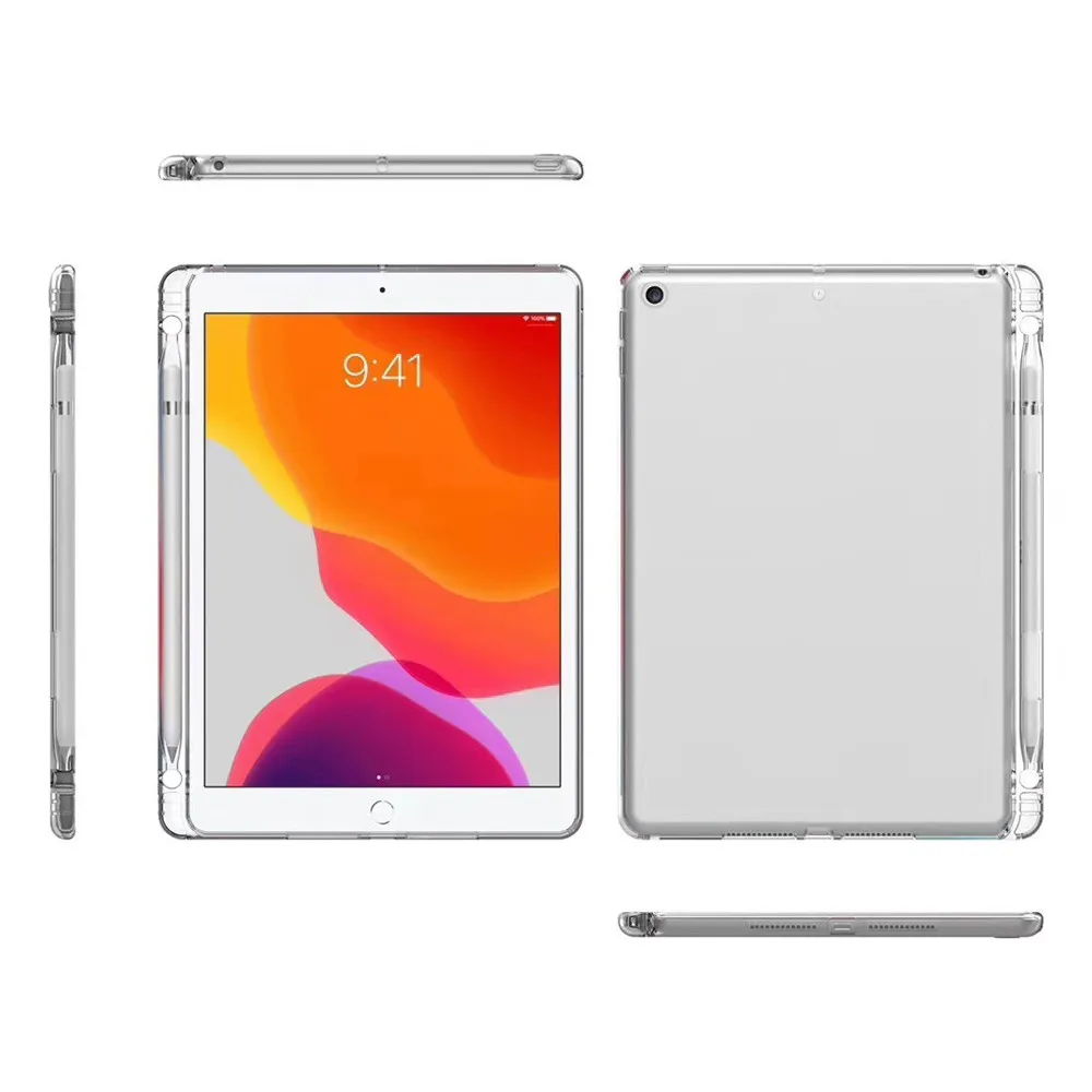 Нескользящий кристально прозрачный кожаный чехол для iPad 7 поколения 10,2 Гибридный резиновый чехол Защитный силиконовый из ТПУ прозрачный чехол
