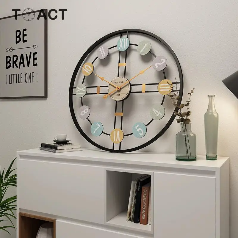 3D Ретро скандинавские настенные часы Металлические римские цифры DIY Декор декорация настенные часы для дома Гостиная Бар Кафе Декор бесшумные круглые часы