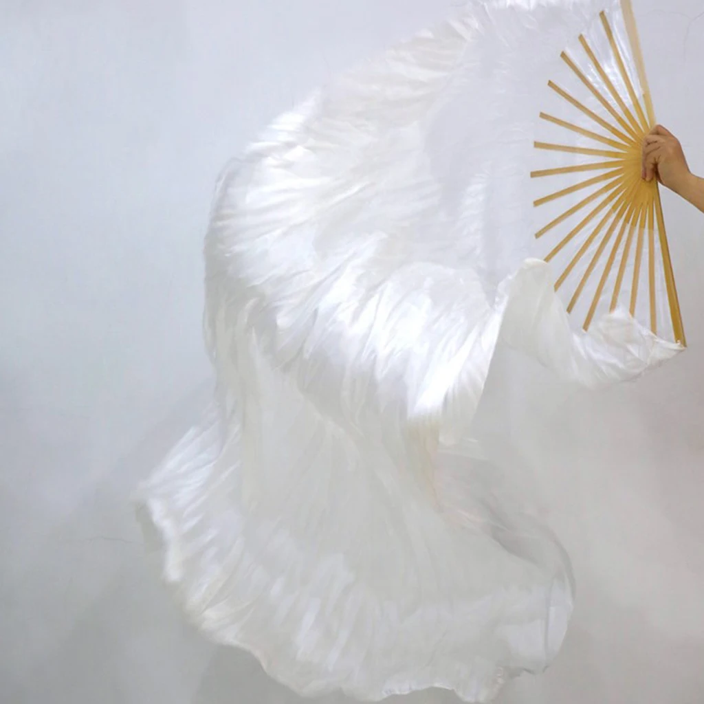 180cm White Silk Fan Long Veil Dance Fan Belly Dance LED Fan Veils For Left
