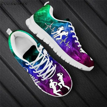 

ELVISWORDS New Arrival Women Sneakers Sketch Rainbow Dancer Pattern Light Lace-up Flats Students Girls Leisure Comfortable Shoes