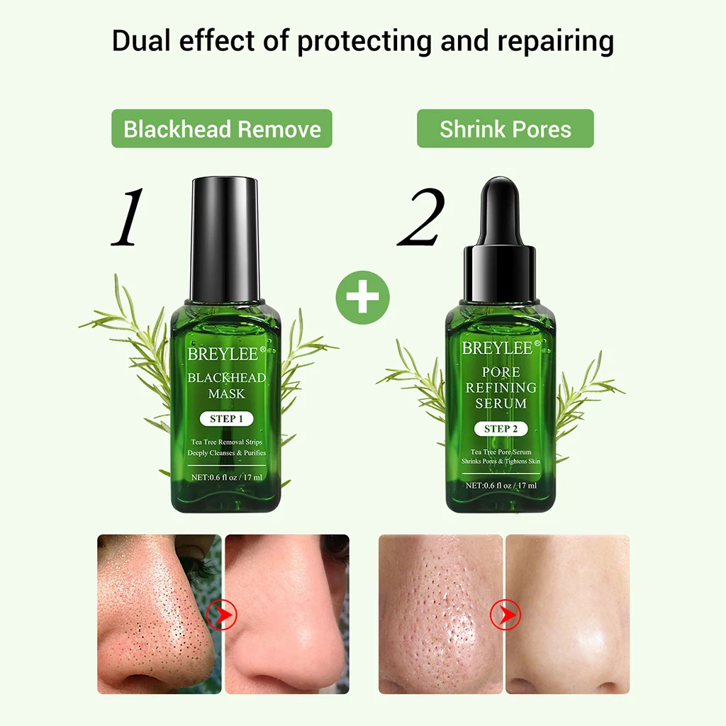 BREYLEE  Blackhead Remover Kit Removing Mask 2 in 1 Blackhead Solution Kit for Pores Acne Treatment Shrinks Pore Peel Off