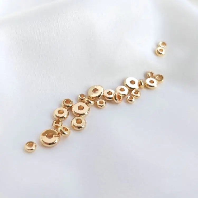 10PCS 5mm 6mm 7mm Quality Gold Color Brass Spacer Beads Flat Bracelet Beads