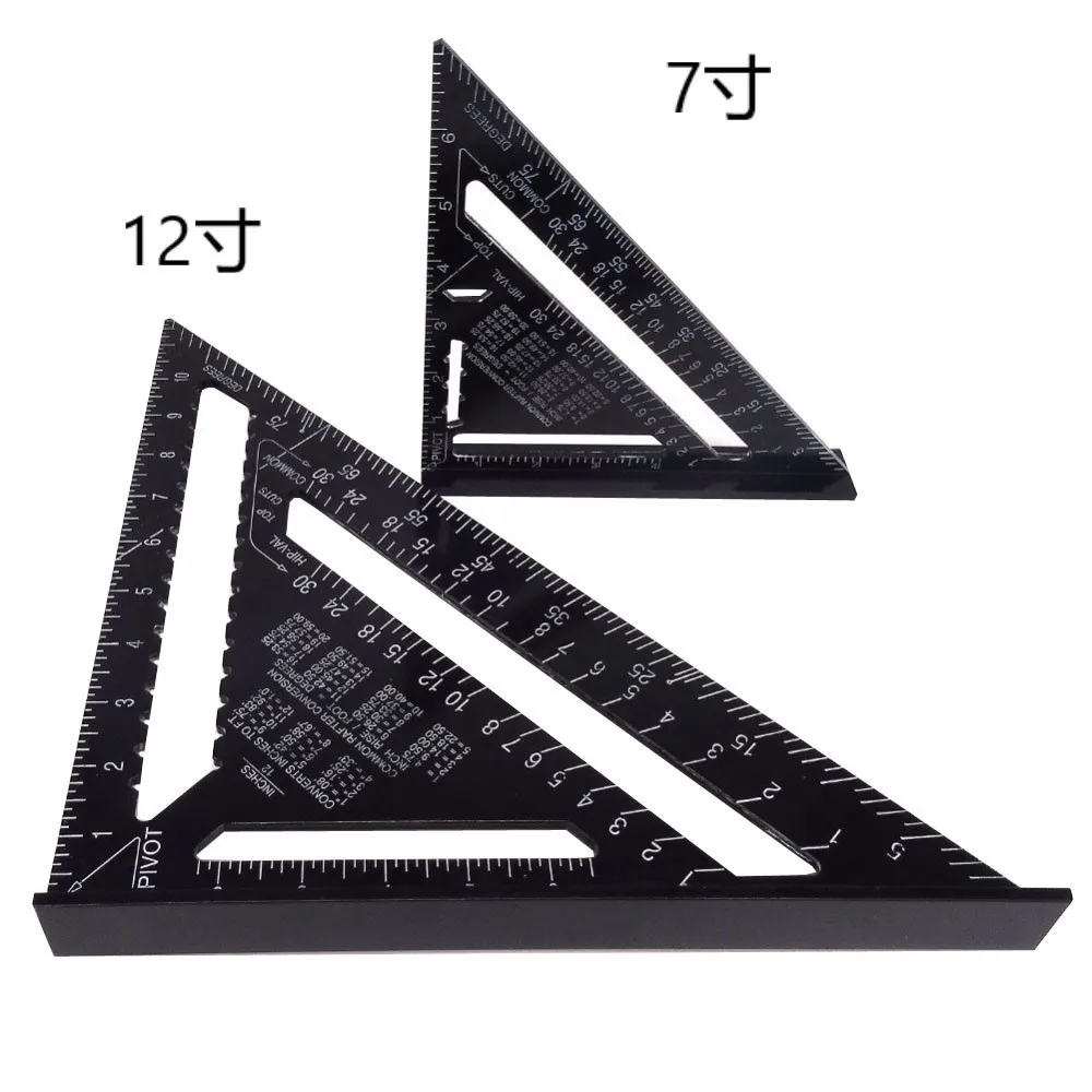 

P 7-Inch 12-Inch Metric And Imperial Aluminium Extruded Section Black And White with Pattern Oxide Set Square 90-Degree 45-Degre