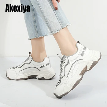 

2020 Platform autumn Lady Sneakers Women Shoes Fashion Female green Sneakers with High Sole Shoes Women Top Chunky Sneaker s462