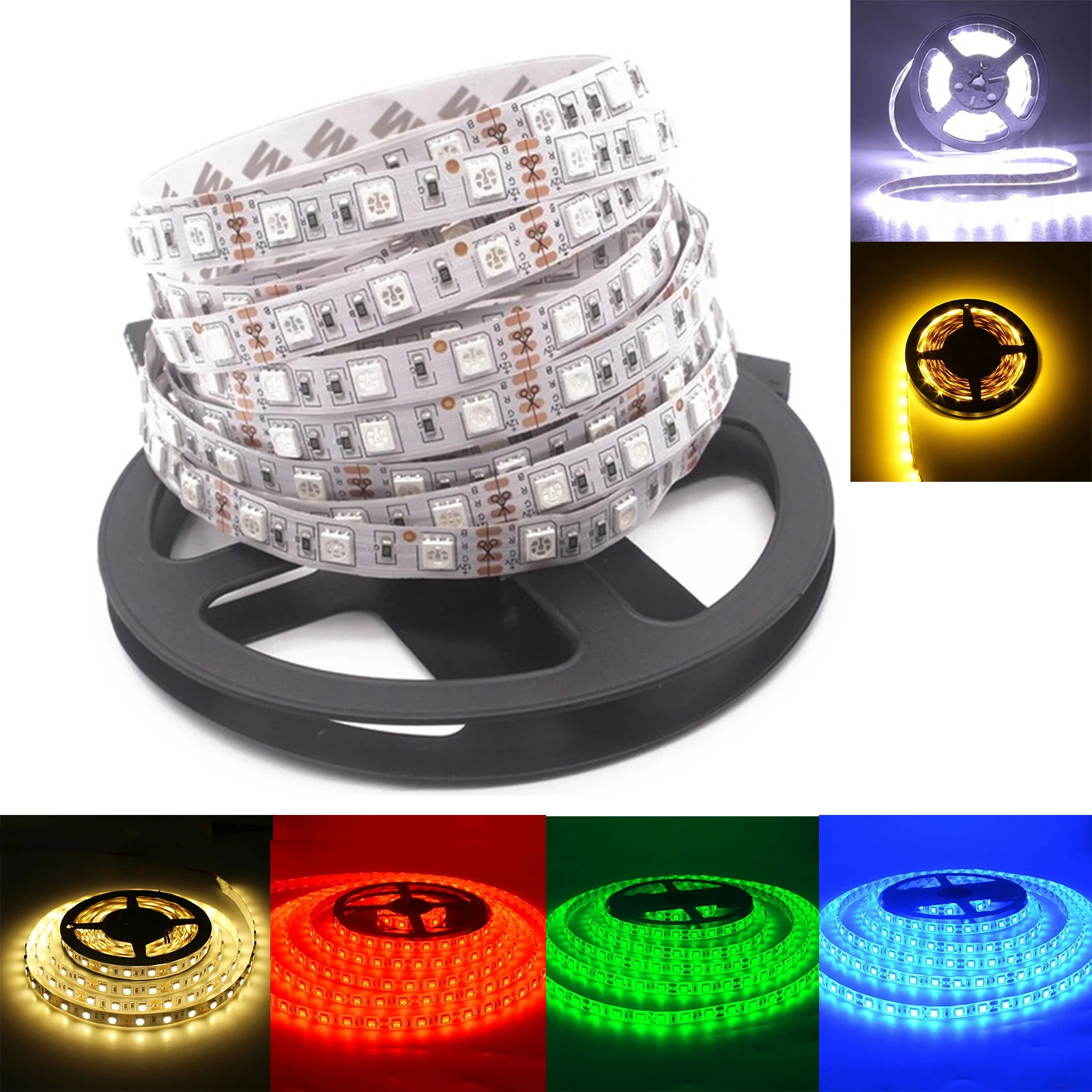 

Sale 5M SMD5050 Flexible LED Strip Non-Waterproof / Waterproof LED String Light RGB High Brightness LED Strip DC 12V 300LEDS