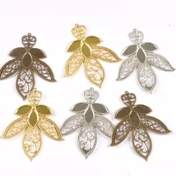 Gold and Silver Leaf Flower Filigree Wraps for DIY Decor and Crafts, Set of 10 (Mix)