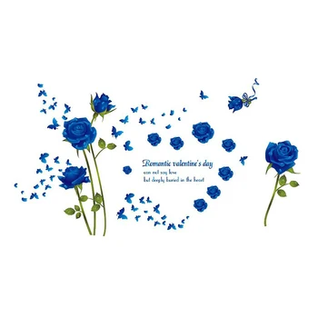 

Rose Flower Removable PVC Wall Sticker Home Decor Room Decal (Blue)