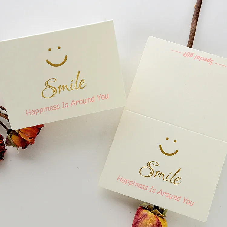 smile Креативные Цветы День Рождения открытка спасибо бизнес поздравление маленькая открытка конверт золочение День учителя выпечки поздравительная открытка - Цвет: smile