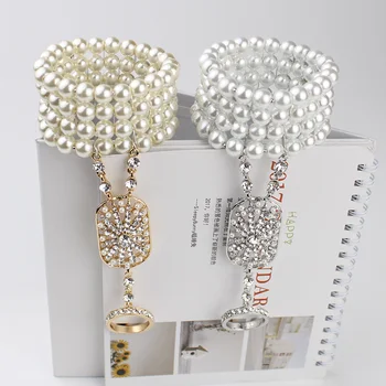 

1920s Simulation Pearl Bracelet Ring Set Women Wedding Pure White Elegant Rhinestone Mosaic The Great Gatsby Bracelet Set