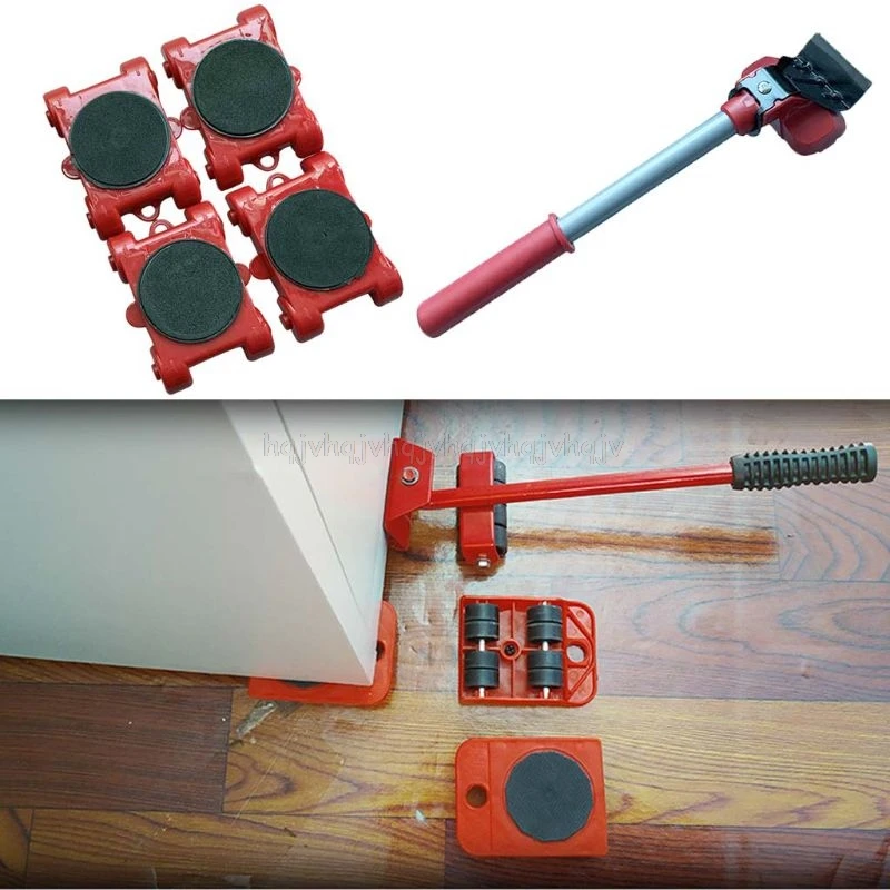 Furniture Mover Tool Transport Lifter Heavy Stuffs Moving 4 Wheeled Roller with 1 Bar Set D23 19 Dropship-5