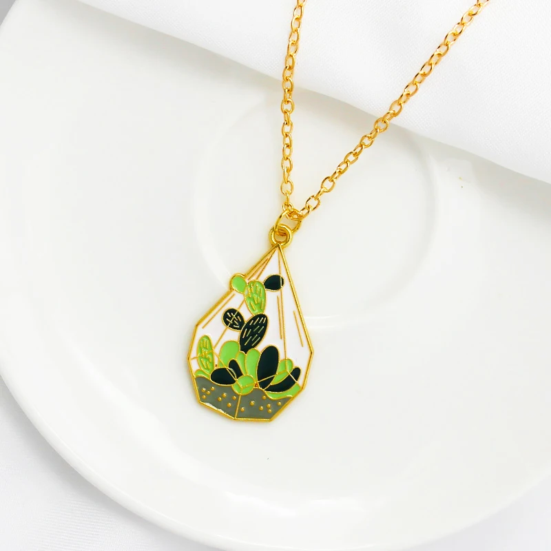 Terrarium Charm Necklace cacti