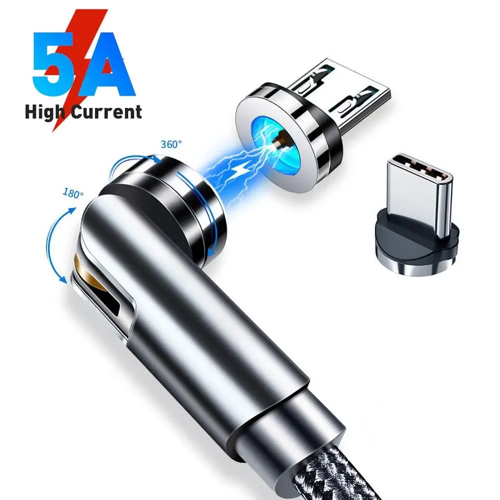 Магнитный кабель Micro USB вращающийся на 540 градусов 3 А для быстрой зарядки с