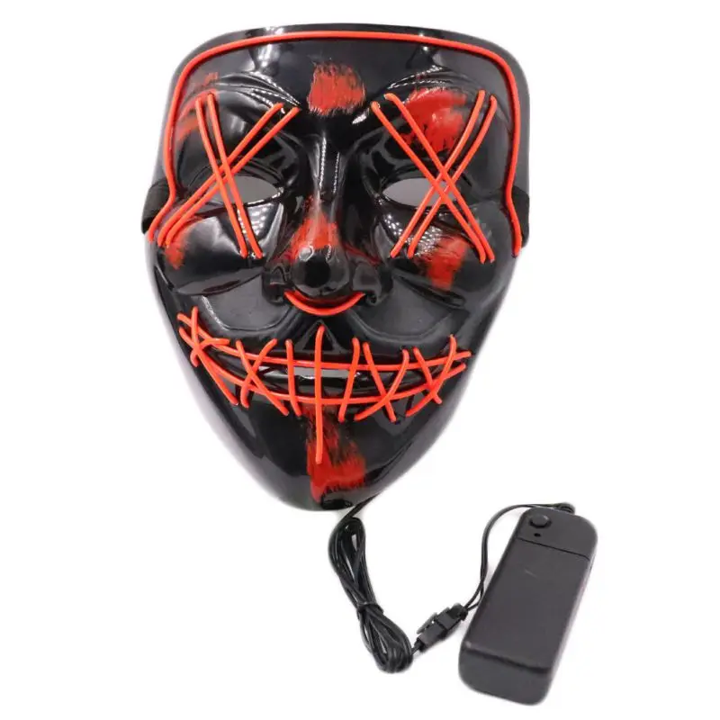 Red Halloween LED Mask Flashing Purge Masks Election Mascara Costume Party Light Up For Masquerade Cosplay Glow In Dark - Color: Red